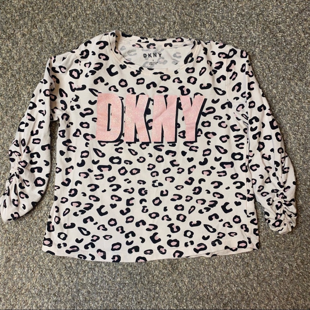 DKNY Girls Long Sleeve Top - Leopard Print Shirt 5